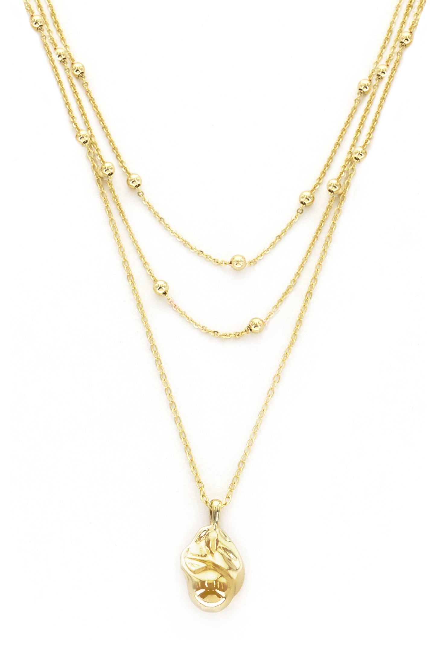 3 LAYER NUGGET NECKLACE