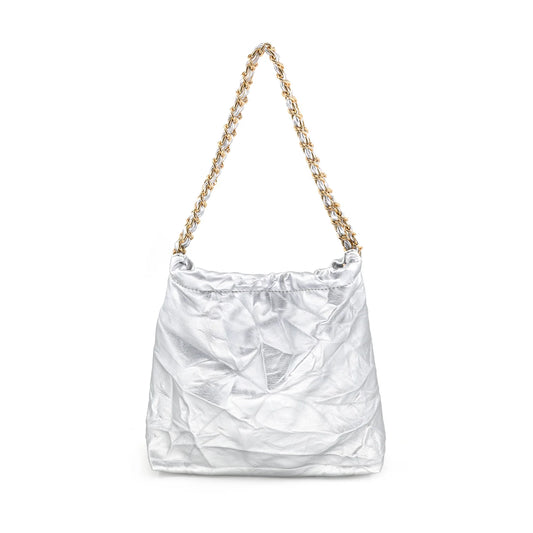 Crinkle Chain Bag – Silver