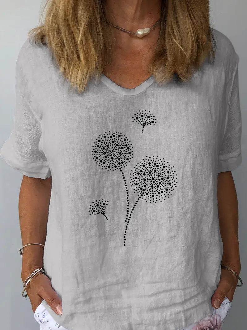 Casual Hibiscus Print Top