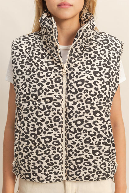Leopard Puffer Vest